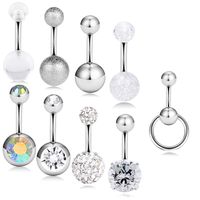 Basic Geometric Stainless Steel Diamond Belly Ring 1 Set sku image 1