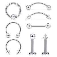 Simple Style Round Stainless Steel Plating Eyebrow Nails Nose Studs 1 Set main image 5