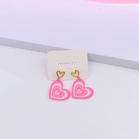 1 Pair Sweet Heart Shape Arylic Hollow Out Valentine's Day Women's Earrings main image 4