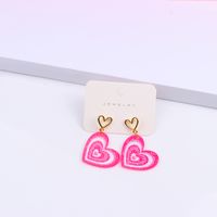 1 Pair Sweet Heart Shape Arylic Hollow Out Valentine's Day Women's Earrings sku image 2