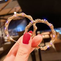 Fashion Round Alloy Sequins Plating Artificial Rhinestones Hoop Earrings main image 4