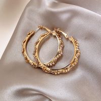 Fashion Round Alloy Sequins Plating Artificial Rhinestones Hoop Earrings main image 1