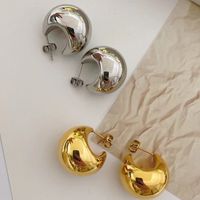 Retro Solid Color Copper Ear Studs Plating Copper Earrings sku image 2