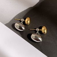 1 Pair Simple Style Oval Plating Brass 18k Gold Plated Ear Studs sku image 1