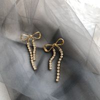 Fashion Bow Knot Inlay Alloy Rhinestones Drop Earrings main image 1