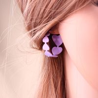 Simple Style Heart Shape Metal Spray Paint Earrings sku image 5