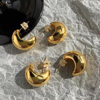 Retro Solid Color Copper Ear Studs Plating Copper Earrings main image 2