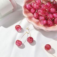 Style Simple Cerise Métal Placage Boucles D'oreilles 1 Paire main image 1