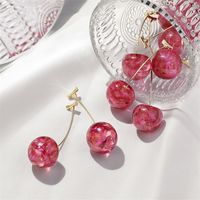 Simple Style Cherry Metal Plating Drop Earrings 1 Pair main image 2