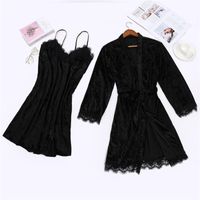 Simple Style Solid Color Velvet Polyester Lace Skirt Sets Pajamas main image 1