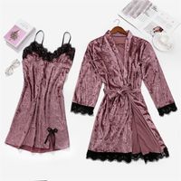Simple Style Solid Color Velvet Polyester Lace Skirt Sets Pajamas main image 4