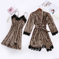 Simple Style Solid Color Velvet Polyester Lace Skirt Sets Pajamas main image 2