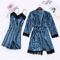 Simple Style Solid Color Velvet Polyester Lace Skirt Sets Pajamas main image 6