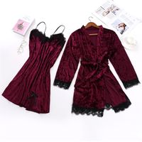 Simple Style Solid Color Velvet Polyester Lace Skirt Sets Pajamas sku image 18