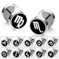 1 Piece Hip-Hop Constellation Plating 304 Stainless Steel Ear Studs main image 1