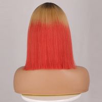 Women's Fashion Red Party High Temperature Wire Centre Parting Short Straight Hair Wigs main image 3