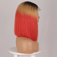 Women's Fashion Red Party High Temperature Wire Centre Parting Short Straight Hair Wigs main image 7