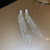 1 Pair Fashion Tassel Inlay Copper Rhinestones Drop Earrings sku image 1