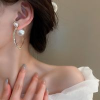 Fashion Geometric Alloy Inlay Rhinestones Pearl Earrings 1 Pair main image 2