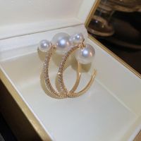Fashion Geometric Alloy Inlay Rhinestones Pearl Earrings 1 Pair main image 5