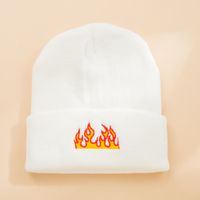 Unisex Fashion Flame Embroidery Crimping Eaveless Wool Cap sku image 1