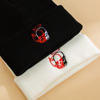 Unisex Hip-hop Skull Embroidery Crimping Eaveless Wool Cap main image 3