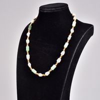 Simple Style Color Block Gem Titanium Steel Necklace Patchwork Plating Pearl Stainless Steel Necklaces main image 3