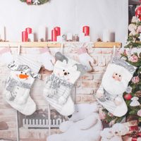 Navidad Papá Noel Monigote De Nieve Ciervo Tela Fiesta Calcetines Navideños sku image 9