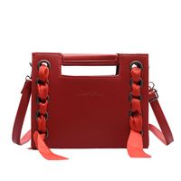 Women's Small Pu Leather Solid Color Vintage Style Ribbon Square String Crossbody Bag main image 5