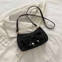 Women's Medium Canvas Solid Color Fashion Bowknot Square Zipper Crossbody Bag sku image 2
