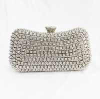 Black Gold Silver Polyester Solid Color Rhinestone Square Clutch Evening Bag sku image 3