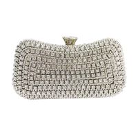 Black Gold Silver Polyester Solid Color Rhinestone Square Clutch Evening Bag main image 3