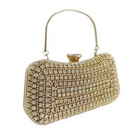 Black Gold Silver Polyester Solid Color Rhinestone Square Clutch Evening Bag main image 2