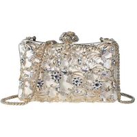 Black Gold Champagne Polyester Flower Rhinestone Pillow Shape Clutch Evening Bag main image 3