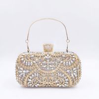 White Red Green Pu Leather Solid Color Rhinestone Square Clutch Evening Bag sku image 2