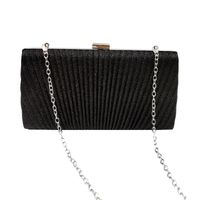 Black Gold Silver Pu Leather Solid Color Square Folds Clutch Evening Bag main image 2