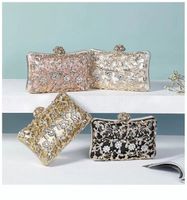 Black Gold Champagne Polyester Flower Rhinestone Pillow Shape Clutch Evening Bag main image 1