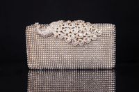 Black Silver Polyester Solid Color Rhinestone Square Clutch Evening Bag main image 5
