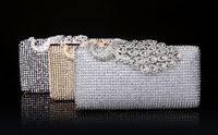 Black Silver Polyester Solid Color Rhinestone Square Clutch Evening Bag main image 1