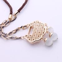 Simple Style Lock Alloy Hollow Out Rhinestones Opal Pendant Necklace main image 5