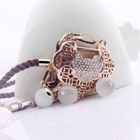 Simple Style Lock Alloy Hollow Out Rhinestones Opal Pendant Necklace main image 2
