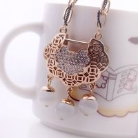 Simple Style Lock Alloy Hollow Out Rhinestones Opal Pendant Necklace main image 4