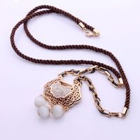 Simple Style Lock Alloy Hollow Out Rhinestones Opal Pendant Necklace main image 1