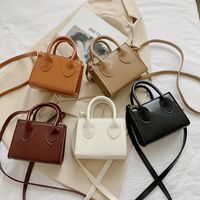 Women's Mini Pu Leather Solid Color Vintage Style Square Zipper Crossbody Bag main image 1