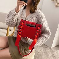 Women's Small Pu Leather Solid Color Vintage Style Ribbon Square String Crossbody Bag main image 3