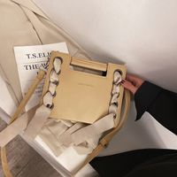 Women's Small Pu Leather Solid Color Vintage Style Ribbon Square String Crossbody Bag sku image 2