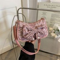 Femmes Moyen Toile Couleur Unie Mode Noeud Papillon Carré Fermeture Éclair Sac Bandoulière main image 1