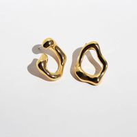 Fashion Curved Geometric Asymmetric Copper Earrings sku image 1