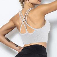 Sports Solid Color Tank Tops Nylon Spandex Backless Vest Tops sku image 2