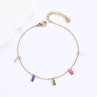 Simple Style Rectangle Stainless Steel Patchwork Zircon Anklet 1 Piece main image 1